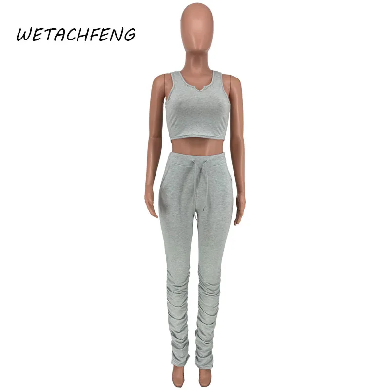 2021 костюм для женщин укороченный подходящий Топ сложены и штаны комплект из 2