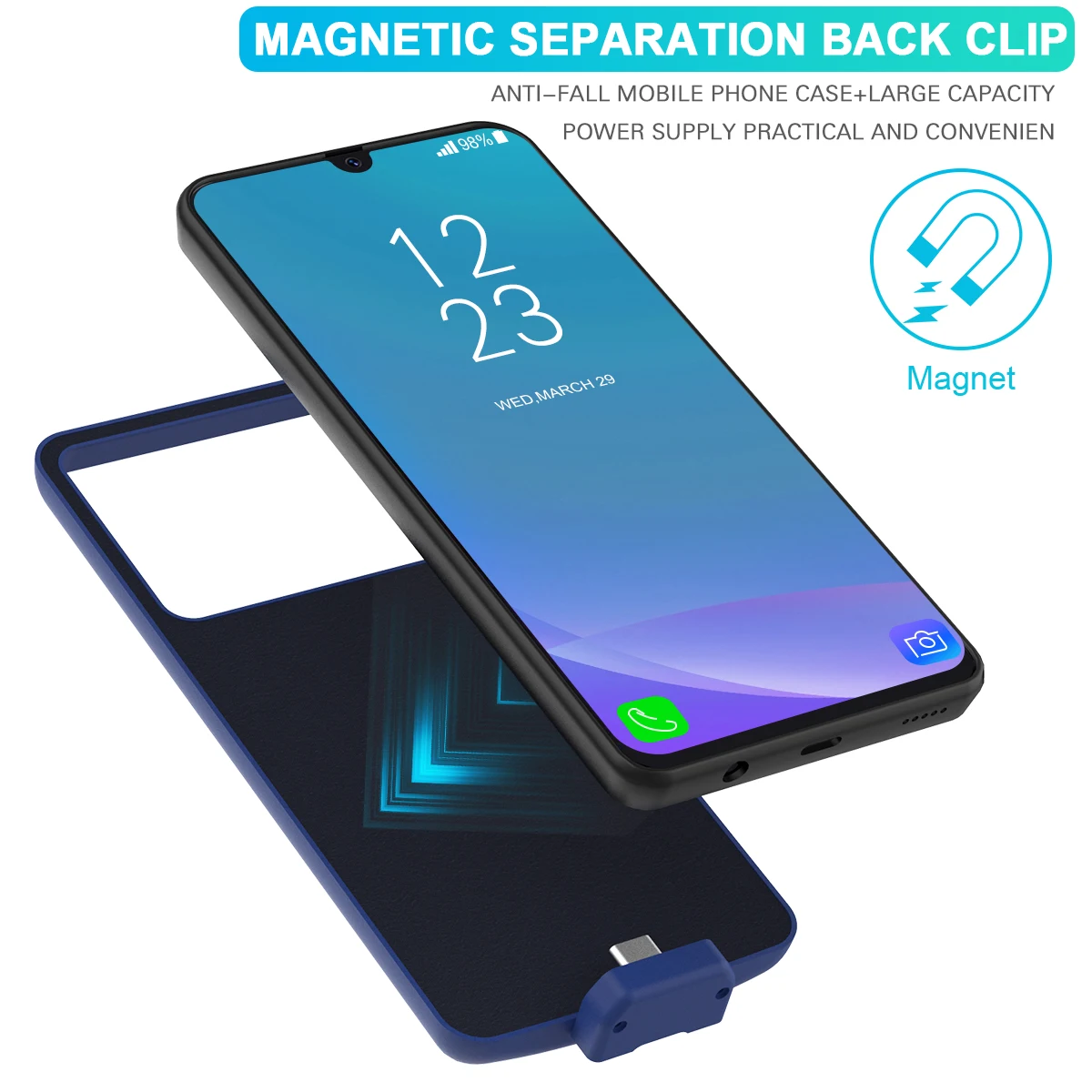 Для samsung Galaxy A50s A30s корпус батареи съемный 7000 мАч резервного копирования PowerBank+ TPU зарядный чехол для samsung A50s зарядное устройство чехол