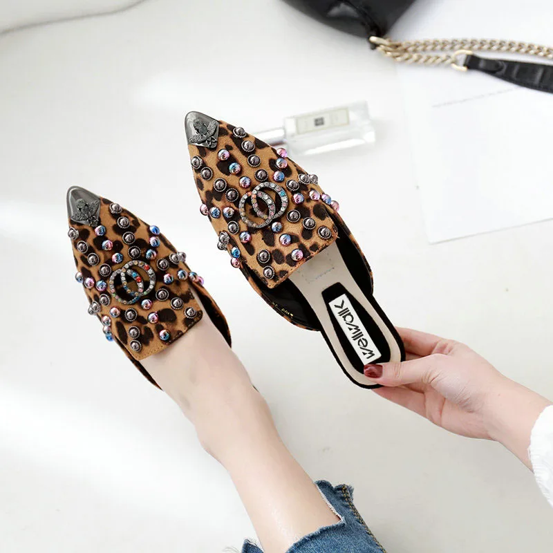 WELLWALK/обувь с острым носком Женская обувь на плоской подошве Женские леопардовые