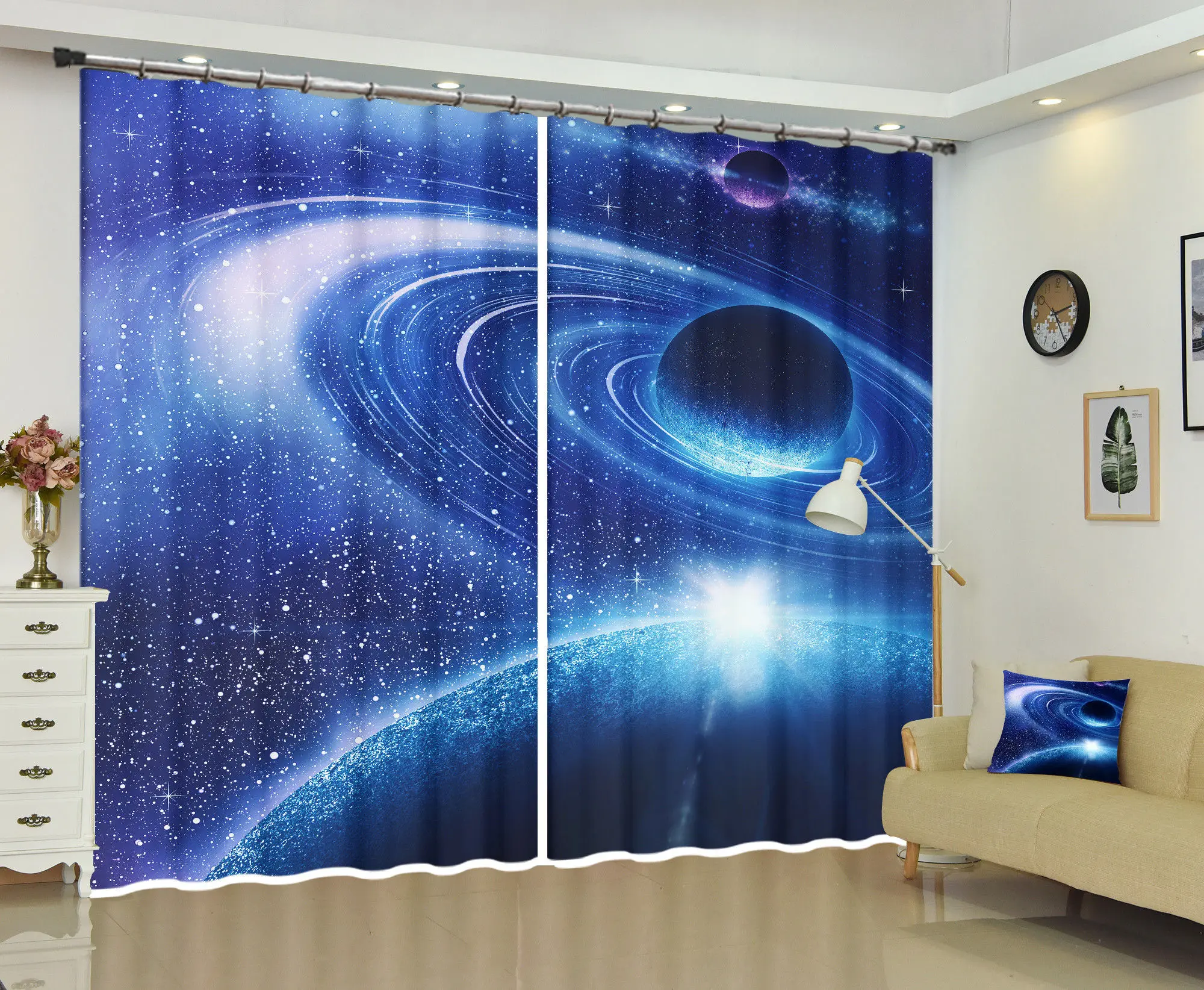 Космическая планета черная дыра личности 3D затемненные шторы на карту
