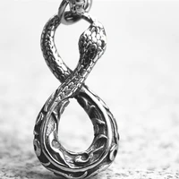 mens stainless steel necklace auspicious 8 character cobra snake shaped pendant necklace personalized couple necklace gift