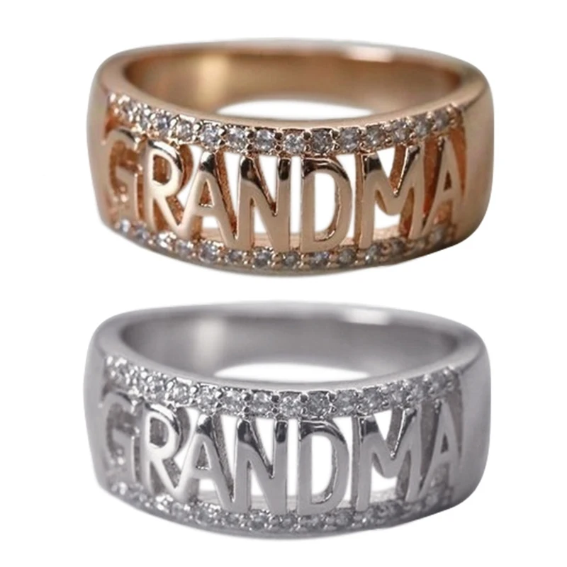 

Rose Gold Grandma Rings for Women Vintage Fashion Silvery Jewelry Ring Ladies Charming Crystal Ring Women Female Rings