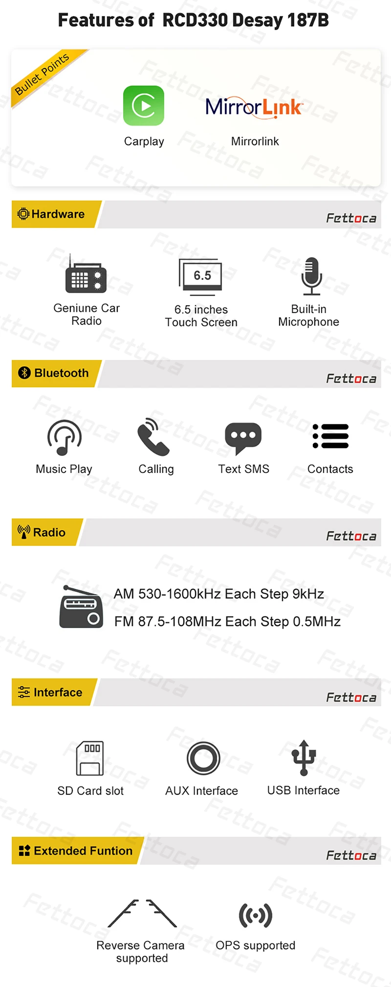 RCD330 Carplay 187B MIB 6,5 дюймовый автомобильный радиоприемник 1 ГБ ОЗУ Carplay зеркальное соединение для Golf 5 Jetta MK5 MK6 CC Skoda Passat B6 B7 Polo