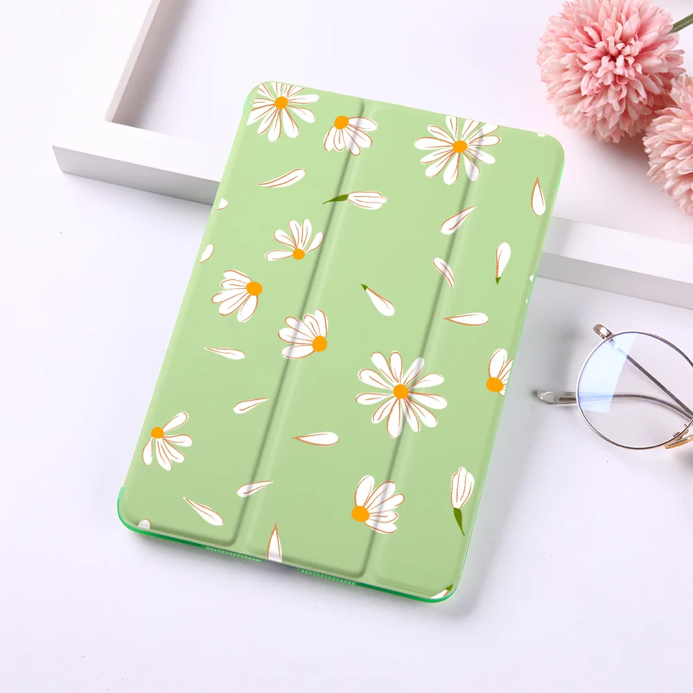 

Cute Daisy Magnet Flip Cover For iPad 2018 9.7" Case For iPad Air 2 Mini2 PU Leather Tablet Folding Folio Case Auto Wake