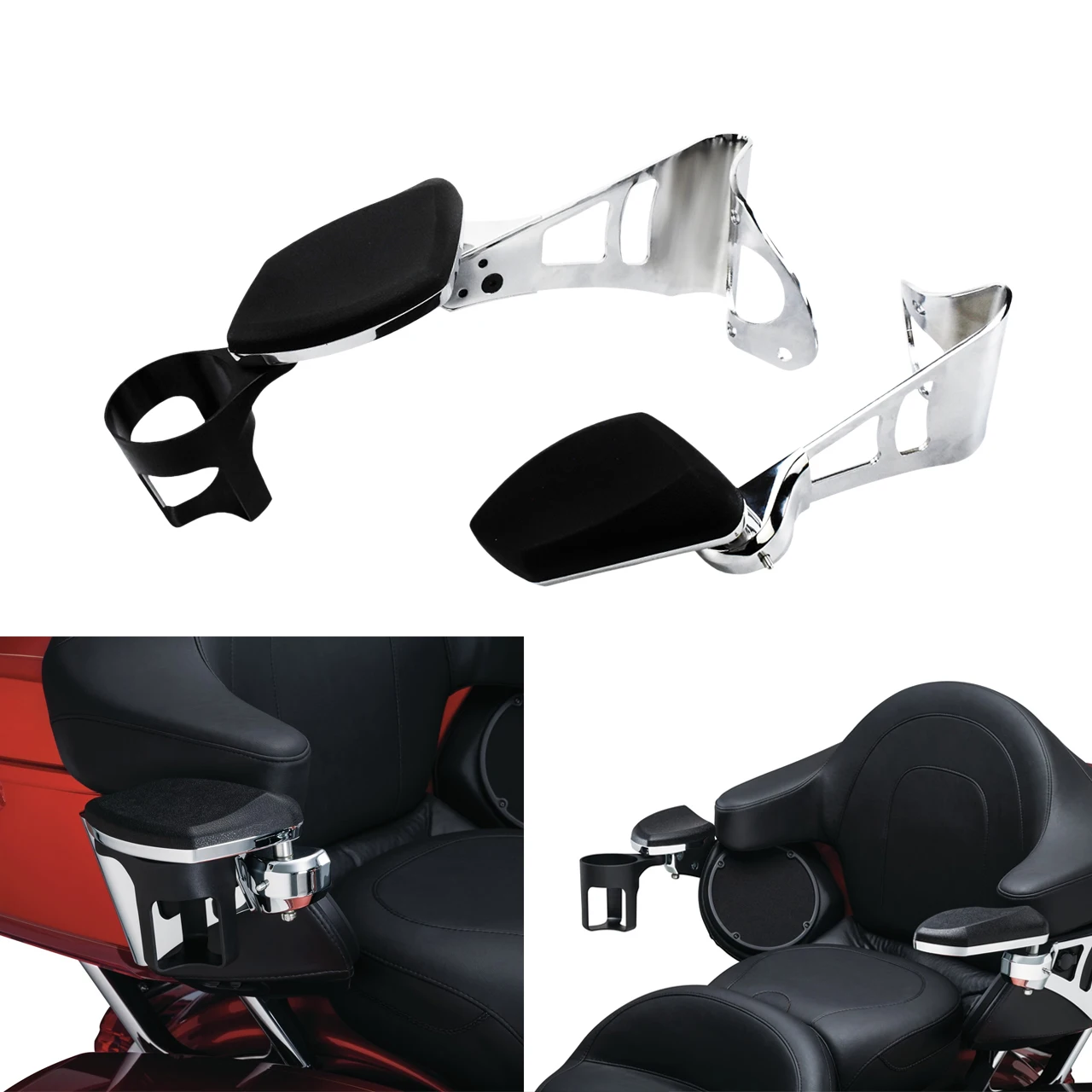 Comprar Trasero De La Motocicleta Ajustable De Brazo Descansa W/sostenedor De Taza Para Harley Touring Camino Deslizamiento Tri Glide Electra Glide 2014-2020