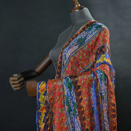 Fashion striped print 100% pure silk crinkle georgette gauze fabric SCG520 | Дом и сад