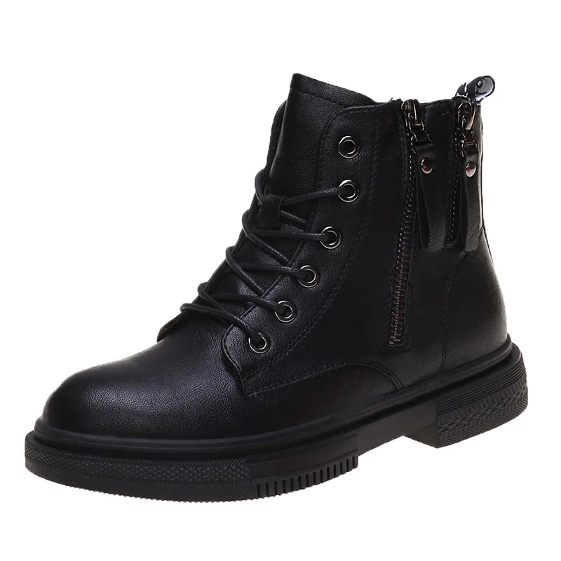

Martin Boots Women's 2020 Autumn and Winter New British Wind Short Boots Tide Net Red Double Zipper Single Boots Botas De Mujer