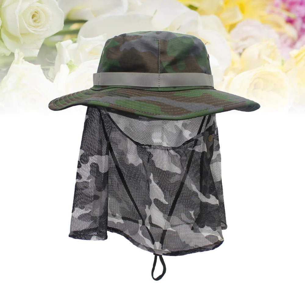 

1pc Camouflage Caps Breathable Fishing Reusable for Fishing Hiking Use (Green Camouflage)