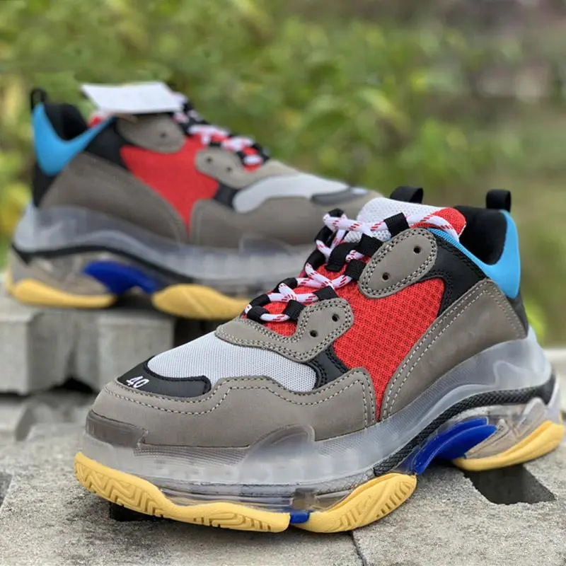 Бесплатная доставка тройной S 17FW папа прозрачная подошва белые кроссовки модные