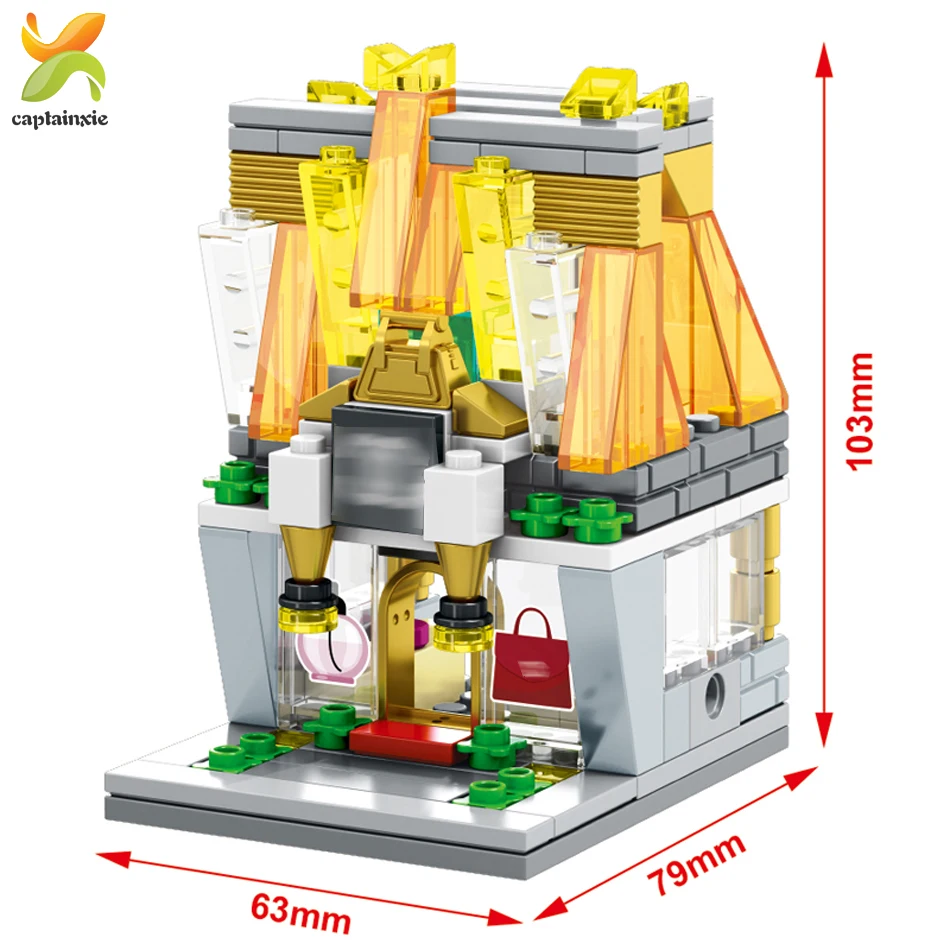 

503+PCS DIY Mini Street View Building Blocks City Shop Architecture Construction Educational Bricks Toy For Children