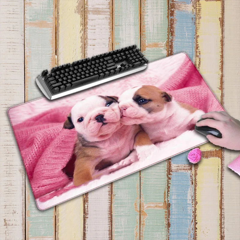 Два собаки большой игровой коврик для мыши Белый запирающийся край настольная