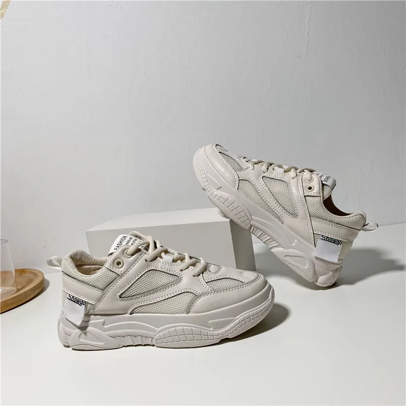 Новая летняя обувь на высокой платформе из сетчатого материала Белые туфли