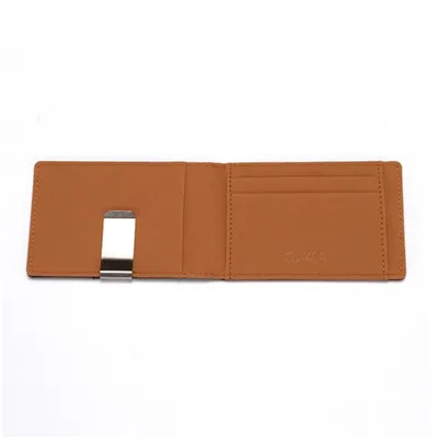 Light Brown Модный креативный кошелек для карт, высококачественный держатель для кредитных карт из искусственной кожи, скрепка для банкнот Миниатюрный держатель карт из нержавеющей стали - Цвет: Light Brown