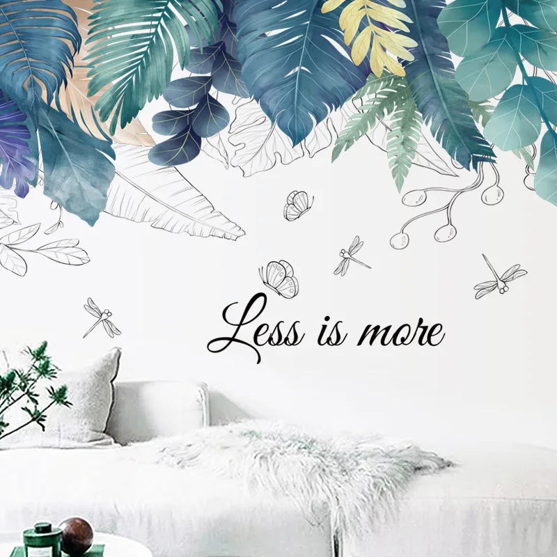 

Nordic Geen Plants Leave Wall Stickers Living Room Bedroom Self Adhesive Large Wallpaper Decor For Kids Room Decoration Teenager