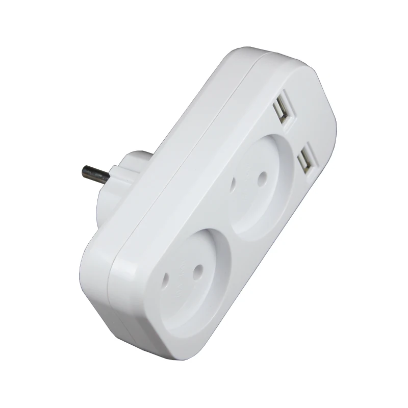 

New USB Socket plug adaper with double socket Power Strip 2 EU Plug ,5V 2A Wall Multiple Socket Portable 2 USB Port smart home