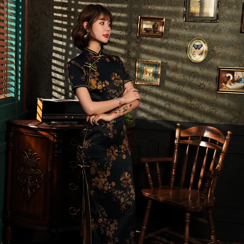 

Plus Size 4XL Chinese Female Qipao Printed Cheongsam Elegant Long Formal Party Dress Sexy Traditional qipao