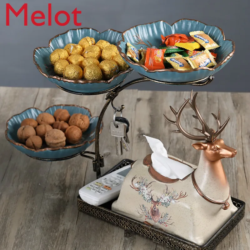 European-Style Creative Tissue Box Tray Decoration Modern and Unique Coffee Table Remote Sundries Key Storage Ornaments
