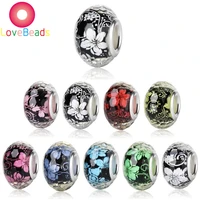 10pcs color flower faceted diy european charms large hole spacer beads fit pandora bracelet bangle necklace chain jewelry beads