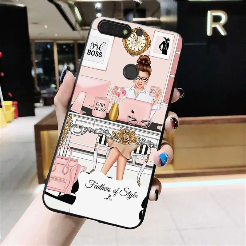 Yinuoda OK but First Coffee Girl Boss Phone Case for Huawei Honor 8A 8X 9 10 20 Lite 7A 5A 7C 10i 9X pro Play 8C | Мобильные