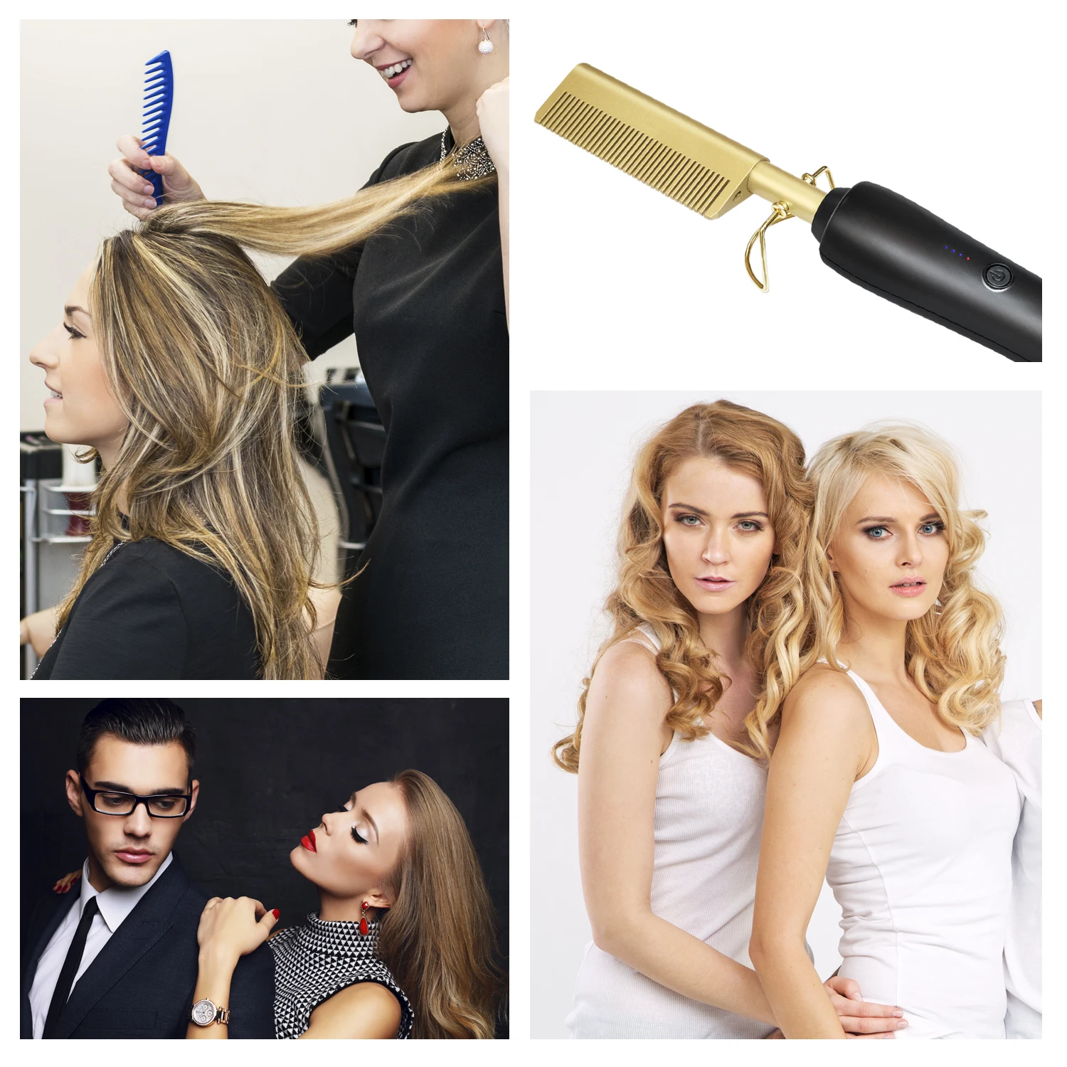 

2 in 1 Hot Comb Straightener Electric Hair Straightener Hair Curler Wet Dry Use Hair Flat Irons Hot Heating Comb For Hair