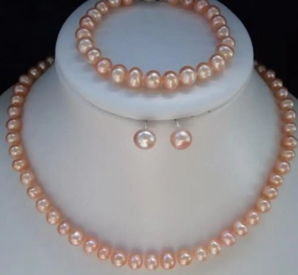 Модные ювелирные изделия Бесплатная доставка 7 8 мм розовый Akoya Жемчужное