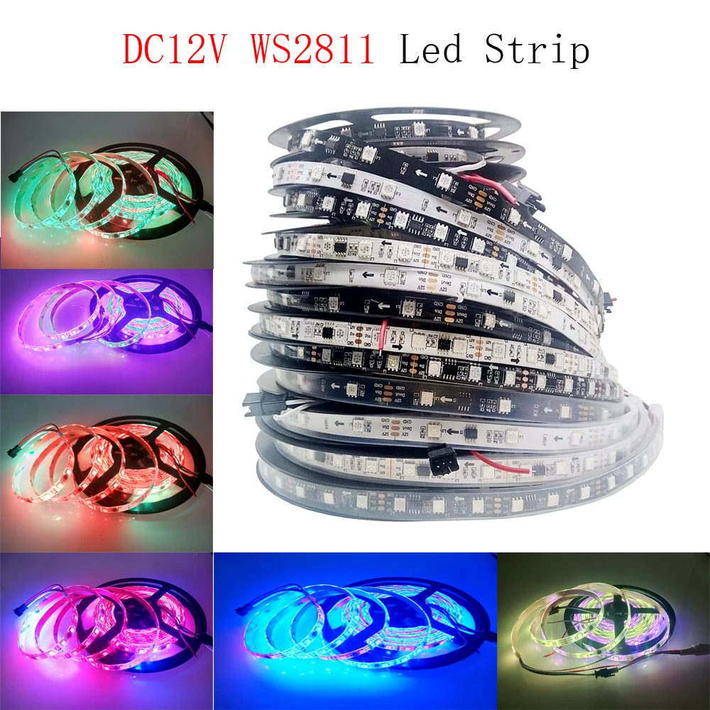 Пиксельная светодиодная ленсветильник WS2811 5050 RGB полноцветная лента гибкая