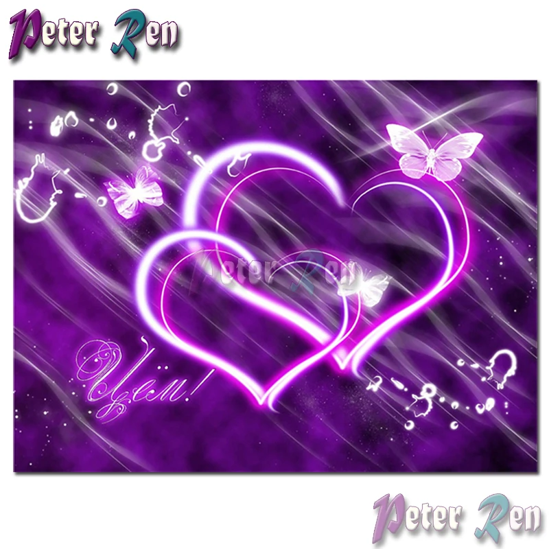 

5d landscape Diamond Painting Embroidery Purple love heart DIY Square or round Mosaic Cross stitch Rhinestone Wedding decoration