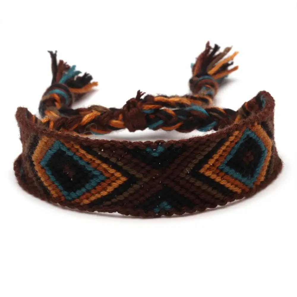 Женский и мужской браслет Boho Evil Eye разноцветный ручной работы с вышивкой в