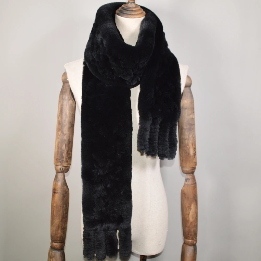 Новые длинные Стиль женская зимняя Настоящий мех кролика шарф из натурального