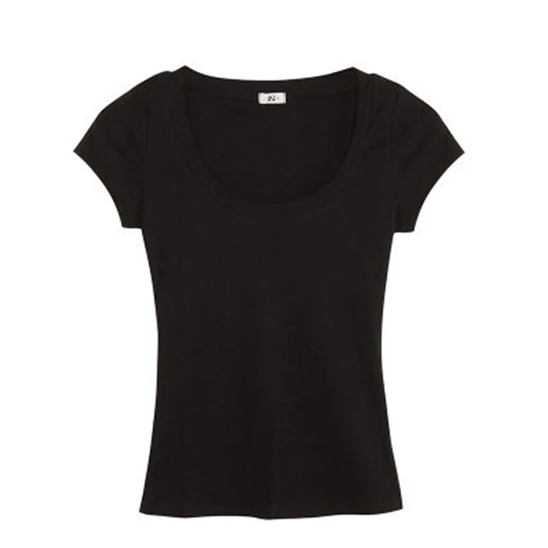 

2021 Women's T Shirt Women Short Sleeved Slim Solid Color Pure Tee Womens T-Shirt For Female Women T Shirts