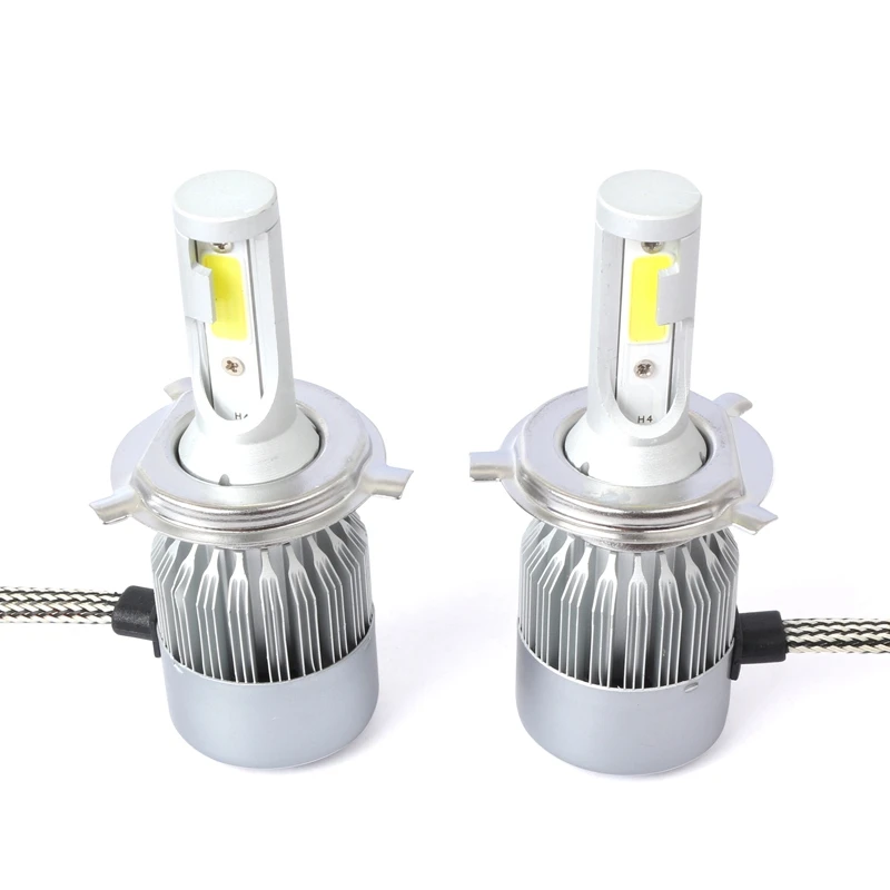 

New 2pcs C6 LED Car Headlight Kit COB H4 36W 7600LM White Light Bulbs