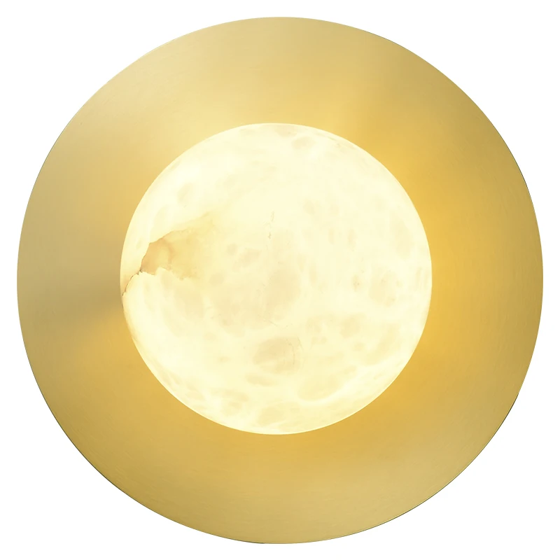 

Nordic light luxury full copper wall lamp modern minimalist marble wall light bedside aisle lamp