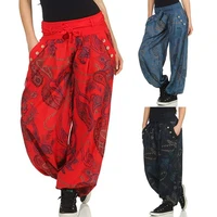 fashion oversize pants hip hop style women bohemian harem pants ankle tied paisley low waist pockets baggy trousers for daily