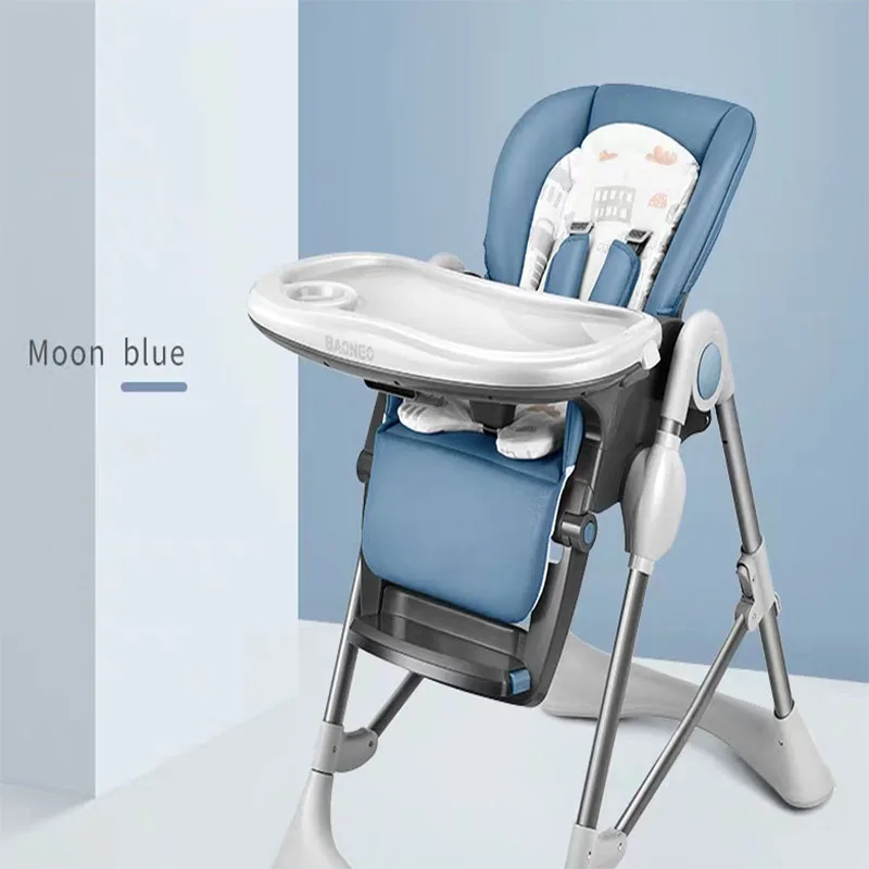 Blue Детские стульчики для кормления с высоким голенищем, Многодиапазонная регулировка, портативные складные стабильные антидемпинговые сидения для детей ясельного возраста, для мальчиков и девочек - Цвет: Blue
