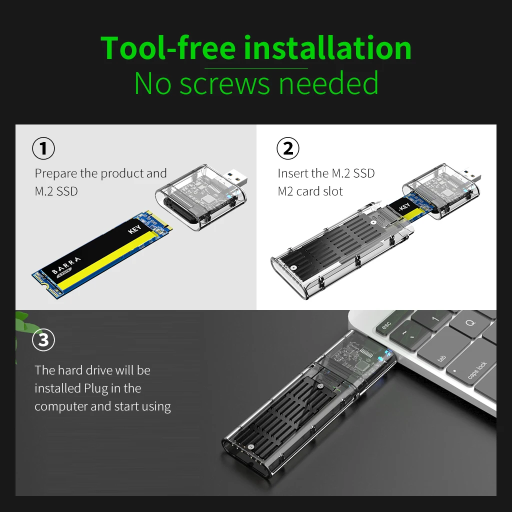 Высокоскоростной 5 ГГц M.2 к USB 3 0 SSD адаптер M2 Чехол Для PCIE NGFF SATA M / B Ключ диск Box для