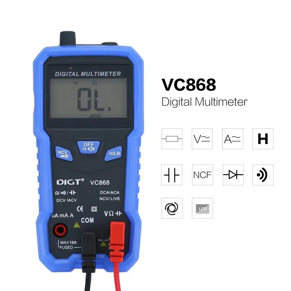 Карманный цифровой мультиметр с автоматическим выбором диапазона тестер