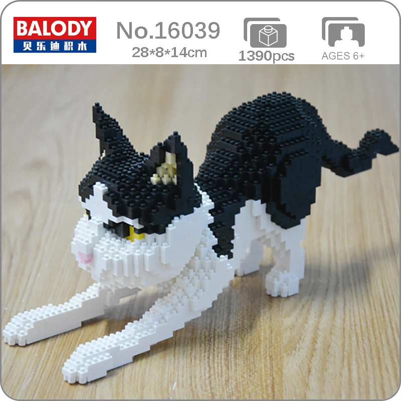 Balody 16039 персидский кот черный котенок животные Домашние 3D модель DIY Мини Алмазные