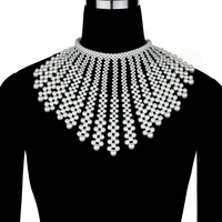 luxury womens masquerade abs pearl tassel necklace collar long chain shoulder chain shawl wedding dress accessories