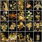 5D DIY алмазная живопись, золотой цветок, алмазная вышивка, вышивка крестиком, мозаика, украшение для стены и дома