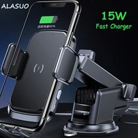 15w qi wireless charger car phone holder suction cup adjustable holder stand car phone charge for iphone 13 12 11 pro max xiaomi