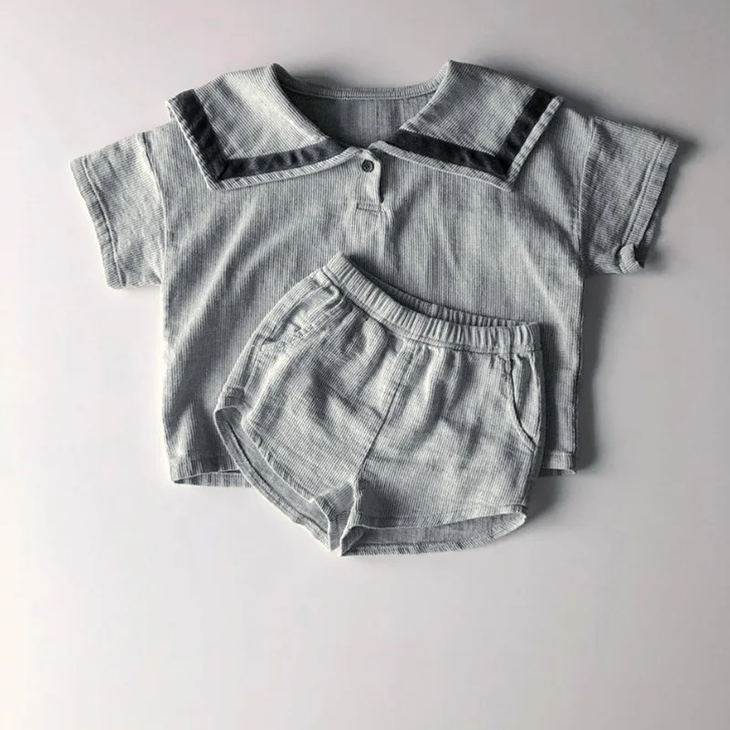 

Baby Girls Clothes Sets Summer Kids Baby Navy Style Tops Shorts 2Pcs Outfits Korean Fashion Infants Unisex Casual Suits