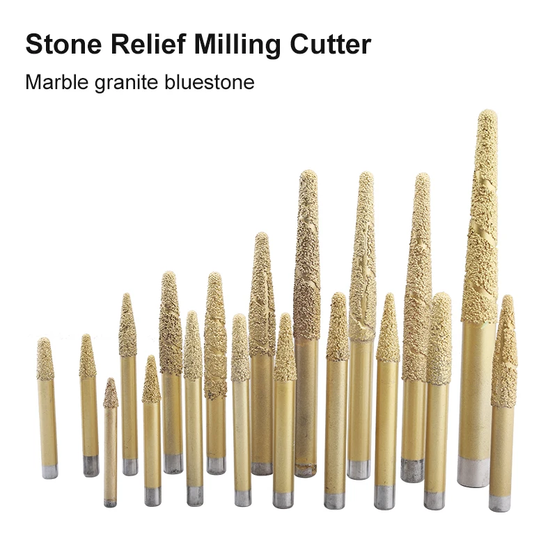 Конусная вакуумная паяная фреза для камня алмазная гравировальная фрезерная