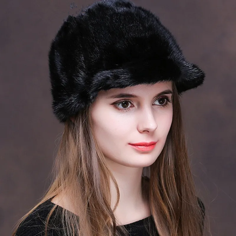 Natural Winter Hats for Women Real Mink Fur Bonnet Women's Streetwear Hat Fashion Warm Cap Gorros Mujer Invierno MY822