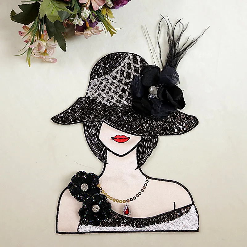 Патчи с блестками для девочек стильная Цветочная шляпа красивая вышитая