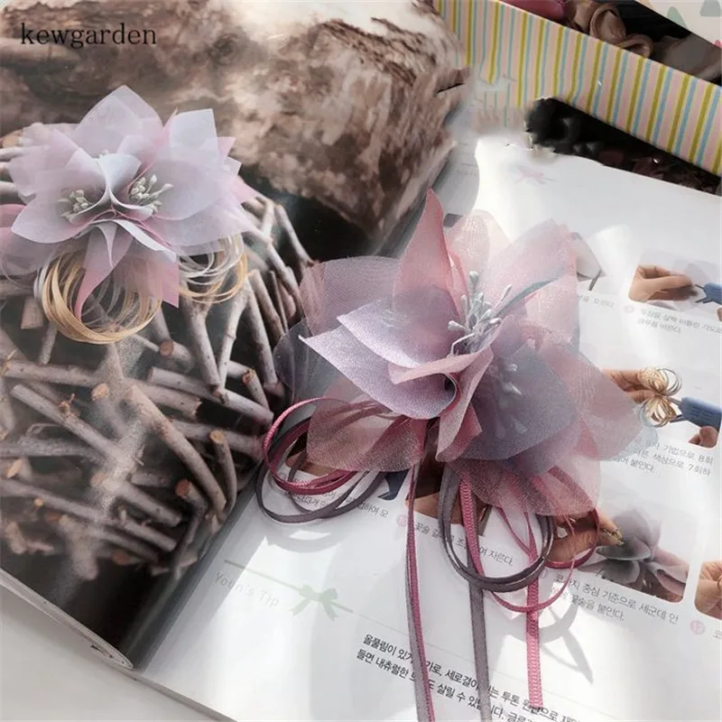 Kewgarden DIY корсаж волос бант аксессуары вручную изготовленная Лента Вуаль ленты 2