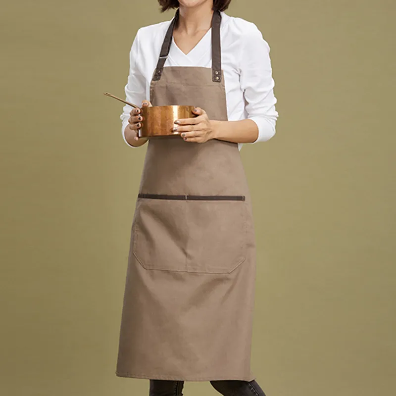 Khaki Хаки кофе черный хлопок фартук бариста бармен Бейкер официанты шеф-повара ресторан отель униформа флорист садовник рабочая одежда D71 - Цвет: Khaki