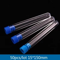 50 piecespack 15150mm laboratory transparent plastic test tube with push cap school lab supplies vials wedding favours