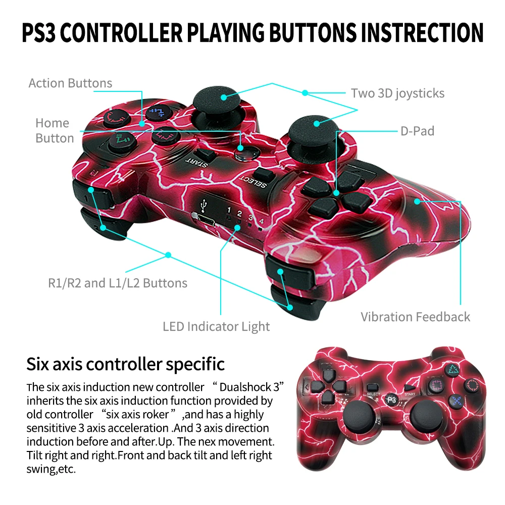 

10pcs Wireless Game Controller Gamepad for Playstation 3 Joystick Game Host Gamepad PS3 Controller геймпад
