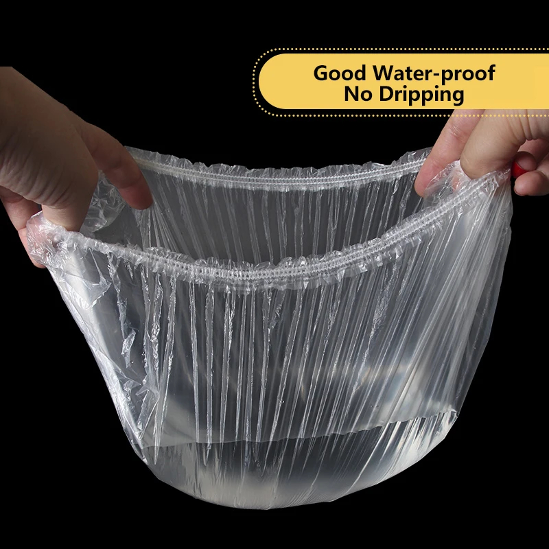 

100 pcs Waterproof PE Disposable Shower Caps Barbershop Hotel Beauty Salon Hair Dressing Dyeing One-Off Elastic Bath Caps