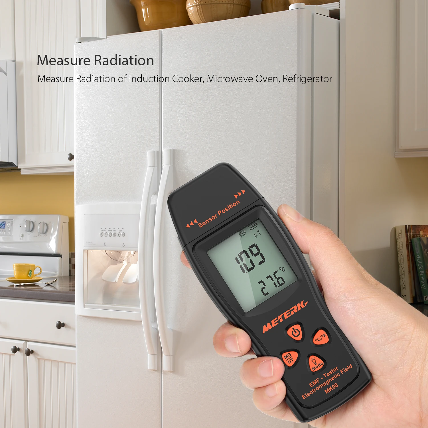 Meterk EMF измеритель ручной Мини цифровой ЖК дисплей детектор электромагнитного